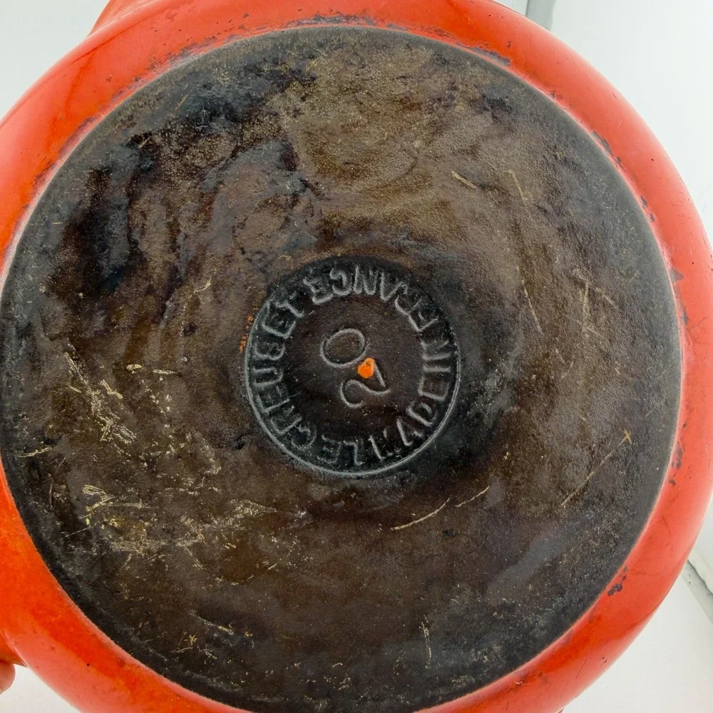 Le Creuset 8in Orange Flame Enameled Cast Iron Skillet Fry Pan 20 France
